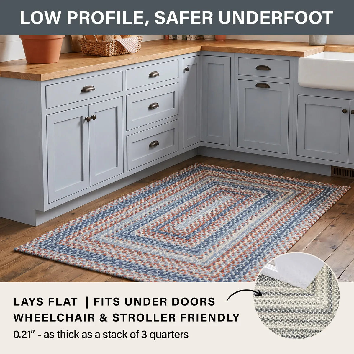 Cape Cod Blue Jute Braided Oval Rugs