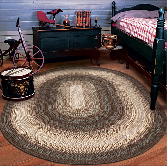 Driftwood Brown Ultra Durable Braided Oval Rugs - Braided-Rugs.com