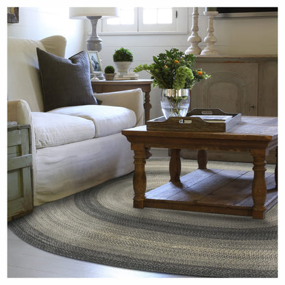 Flint Hill Grey Jute Braided Oval Rugs