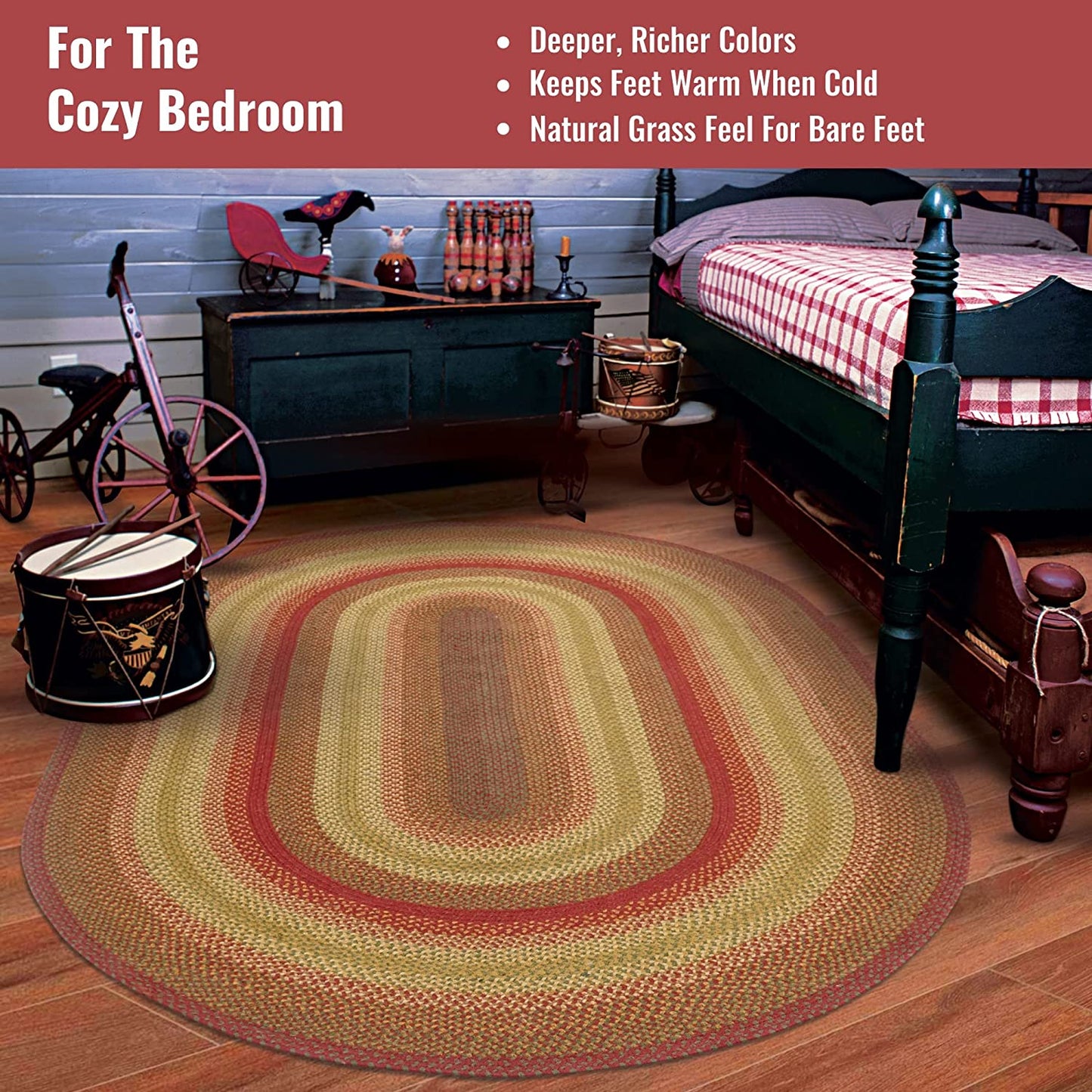 Cider Barn Red Jute Braided Oval Rugs - Braided-Rugs.com