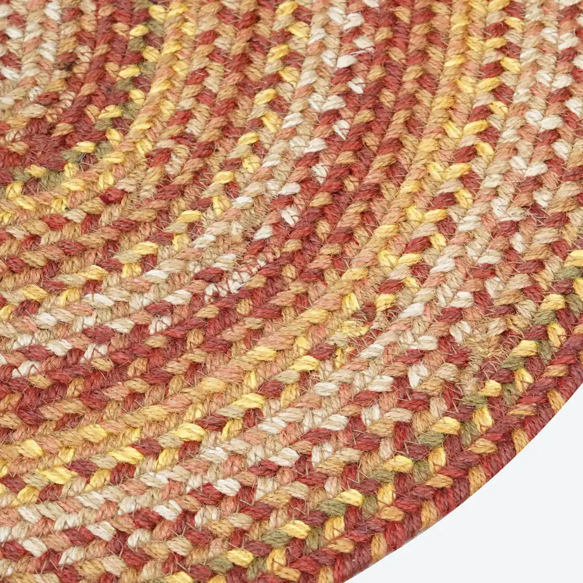Amber Leaf Brick Red Jute Braided Round Rugs