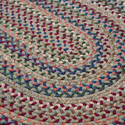 Cloverdale Wool Braided Palm Multi Oval Indoor Rustic Farmhouse Rug