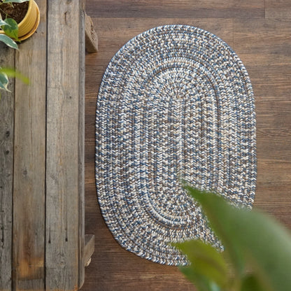 Craftsman Braided Tweed Earth Blue Oval Modern Farmhouse Rug