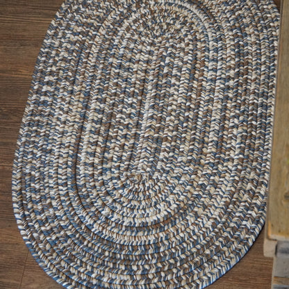 Craftsman Braided Tweed Earth Blue Oval Modern Farmhouse Rug