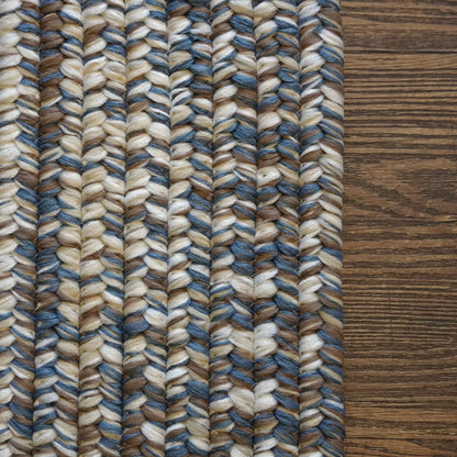 Craftsman Braided Tweed Earth Blue Oval Modern Farmhouse Rug