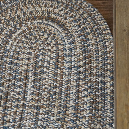 Craftsman Braided Tweed Earth Blue Oval Modern Farmhouse Runner