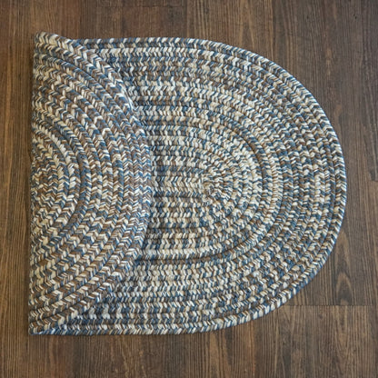 Craftsman Braided Tweed Earth Blue Oval Modern Farmhouse Runner