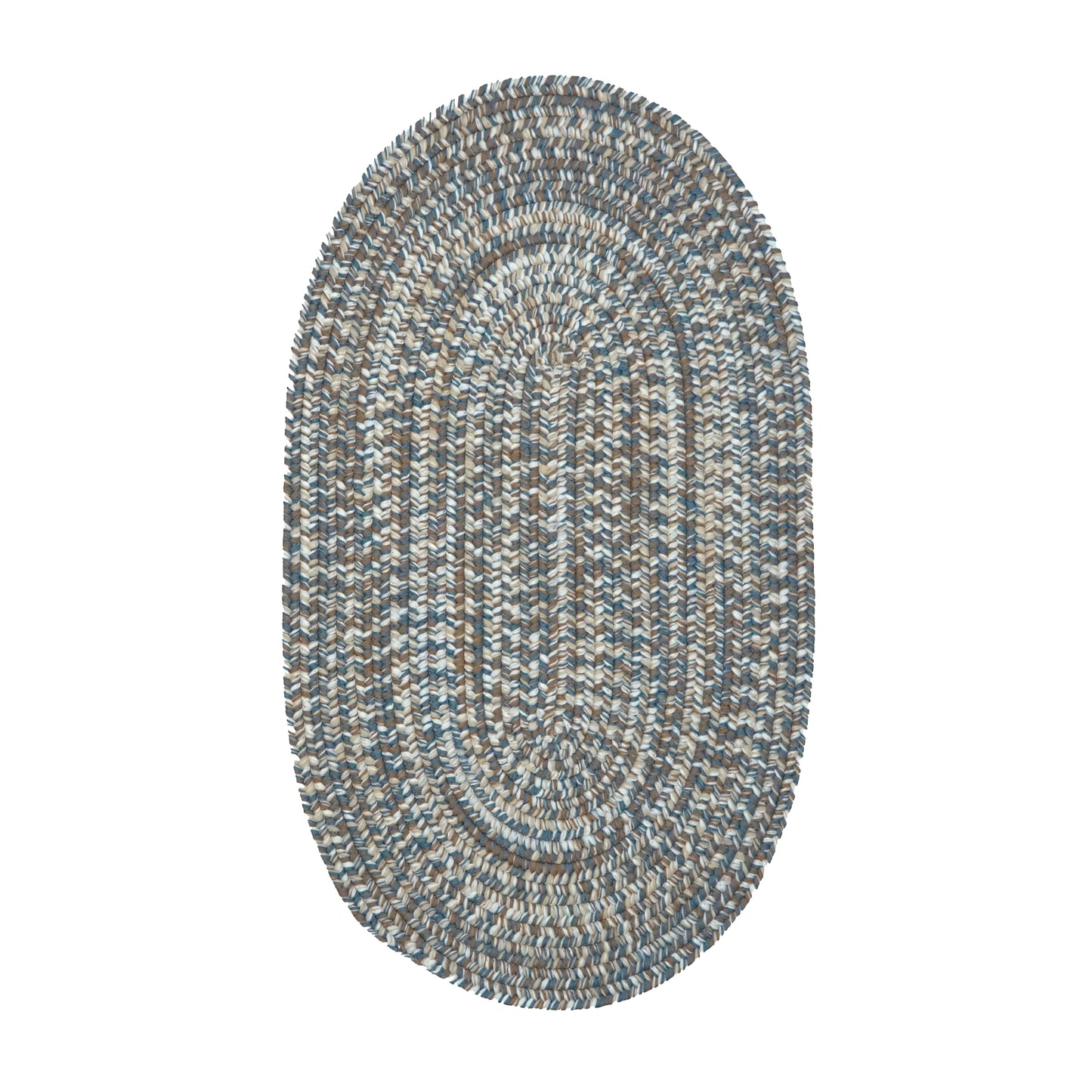 Craftsman Braided Tweed Earth Blue Oval Modern Farmhouse Runner