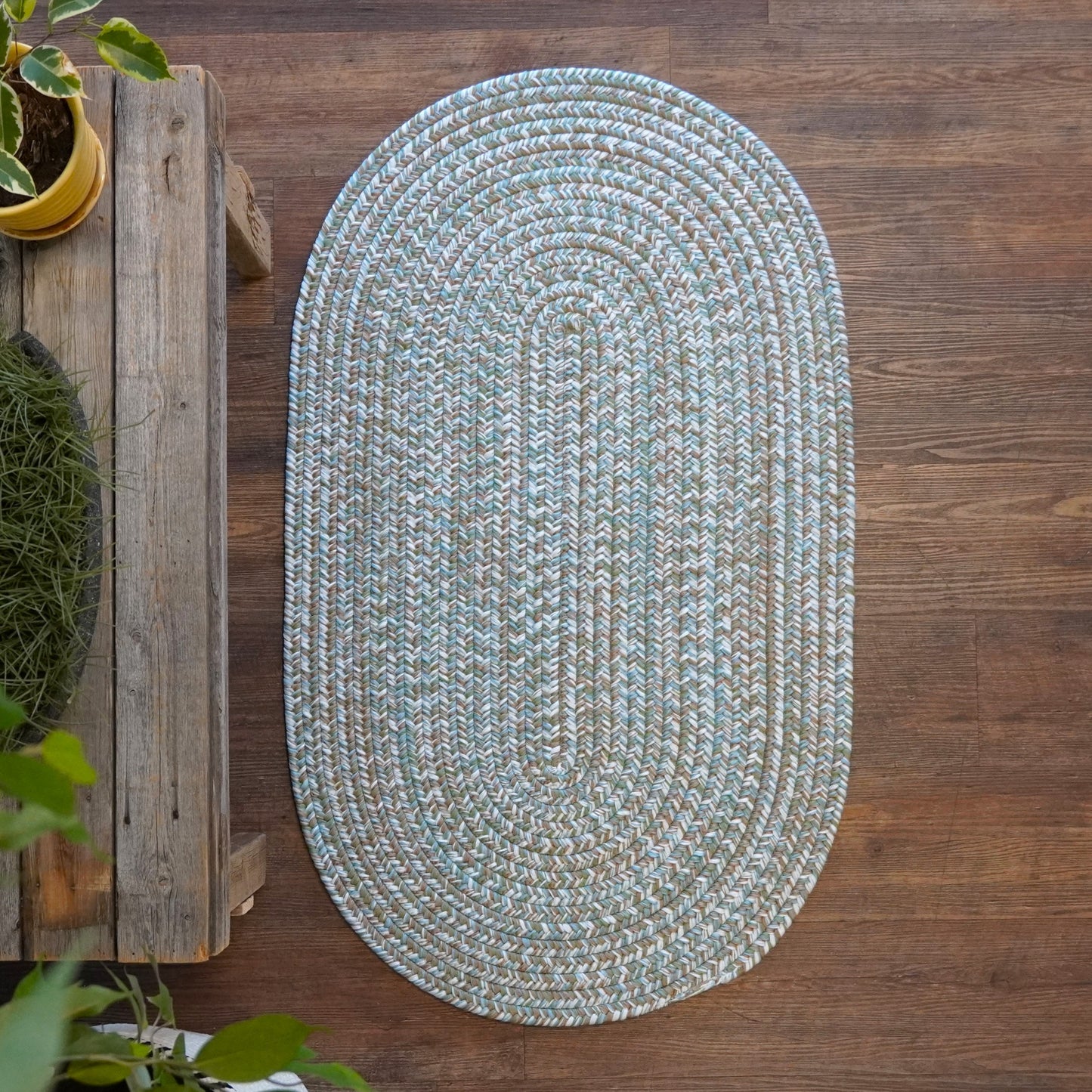 Harbor Lite Braid Green Shore Oval Modern Farmhouse Rug