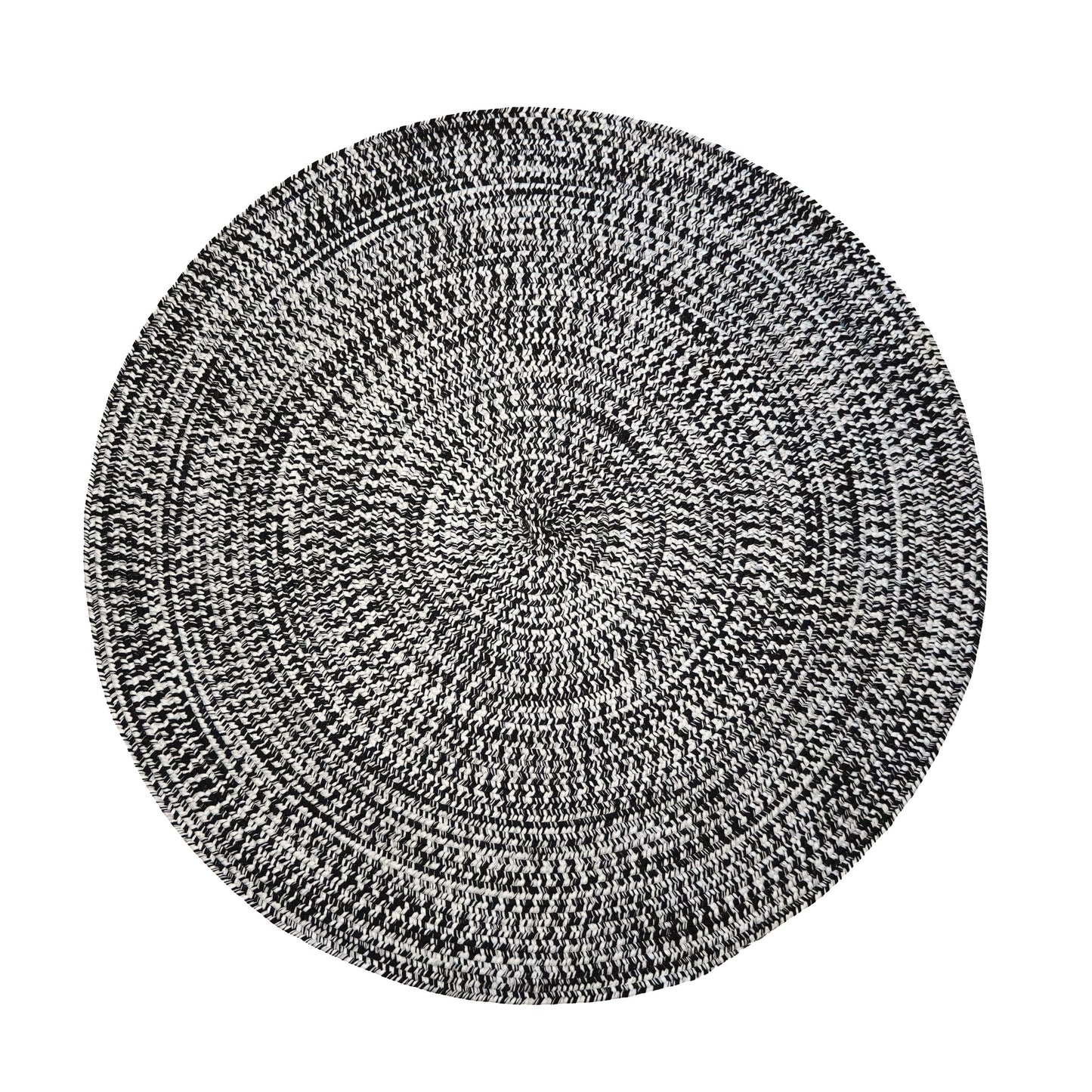 Malibu Moon Braid Black White Round Rustic Farmhouse Rug