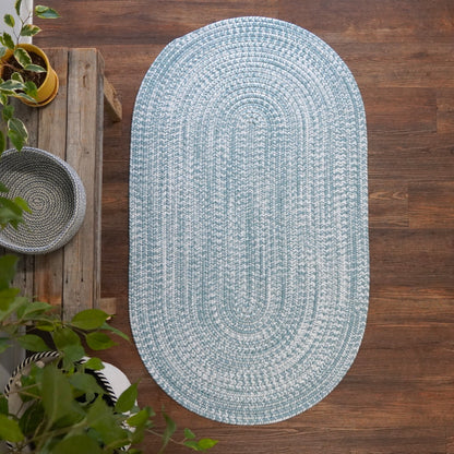 Modern Barn Braided Tweed Blue Mist Oval Modern Farmhouse Rug