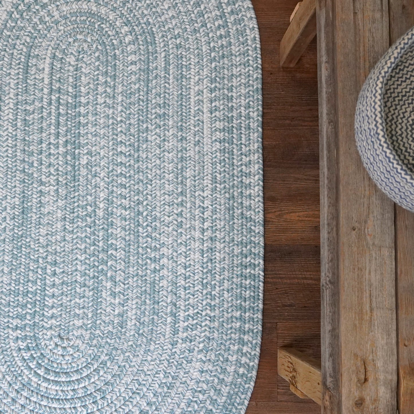 Modern Barn Braided Tweed Blue Mist Oval Modern Farmhouse Rug