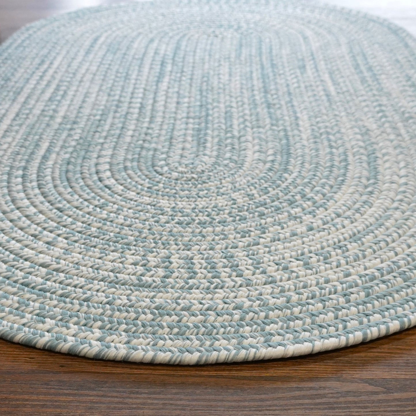 Modern Barn Braided Tweed Blue Mist Oval Modern Farmhouse Rug