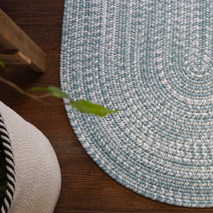 Modern Barn Braided Tweed Blue Mist Oval Modern Farmhouse Rug