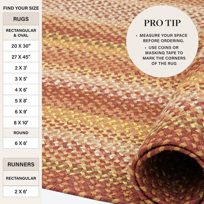 Amber Leaf Brick Red Jute Braided Round Rugs