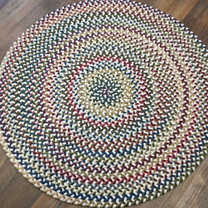 Cloverdale Wool Multi Ivory Round Indoor Rustic Farmhouse Rug