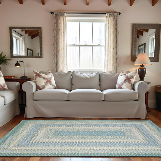 Baja Blue Cotton Braided Rectangular Rugs