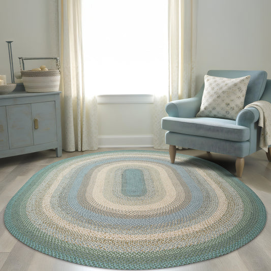 Baja Blue Cotton Braided Oval Rugs