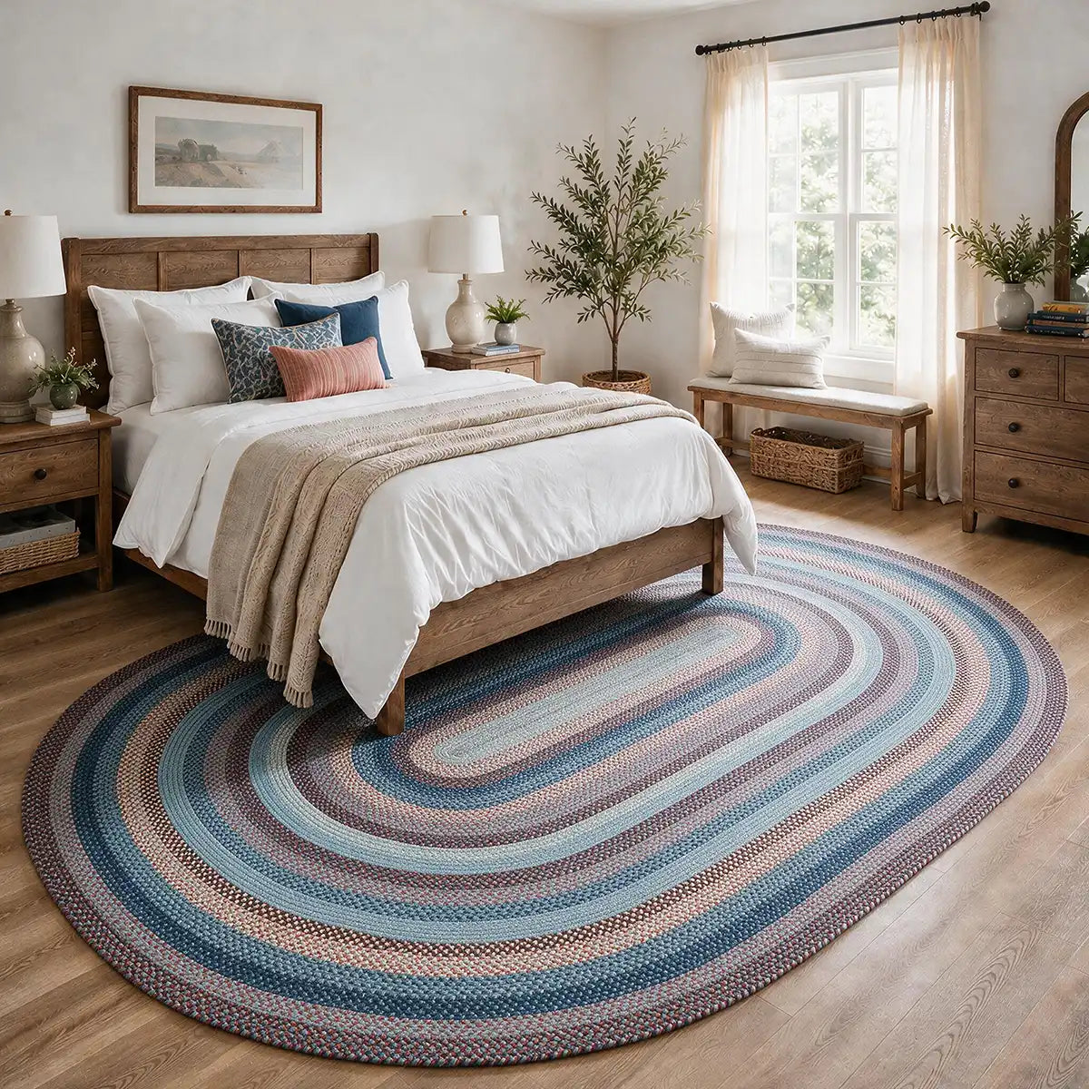 Cape Cod Blue Jute Braided Oval Rugs