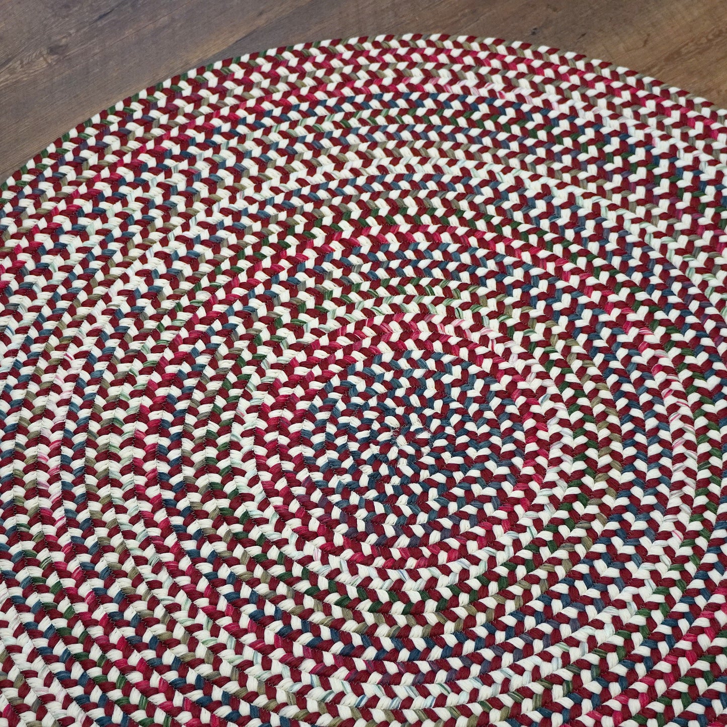 Ashland Braid Round Red Lite Multi Modern Farmhouse Rug