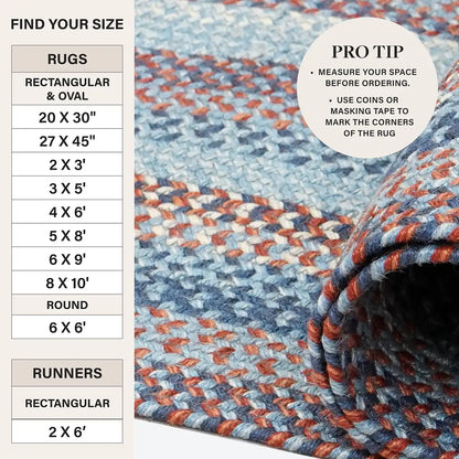 Cape Cod Blue Jute Braided Oval Rugs