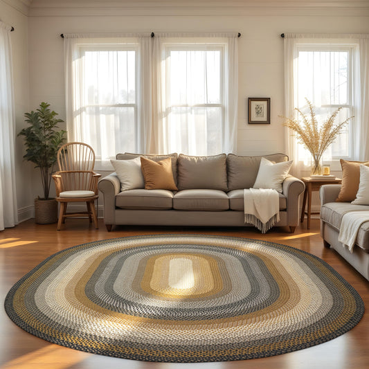 Cocoa Bean Brown and Black Cotton Braided Oval Rugs