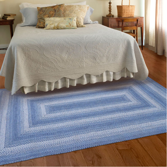 Denim Blue Jute Rectangular Braided Rugs