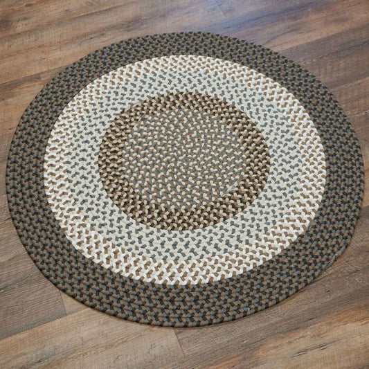 Benson Creek Braided Earth Tone Round Natural Rustic Farmhouse Rug