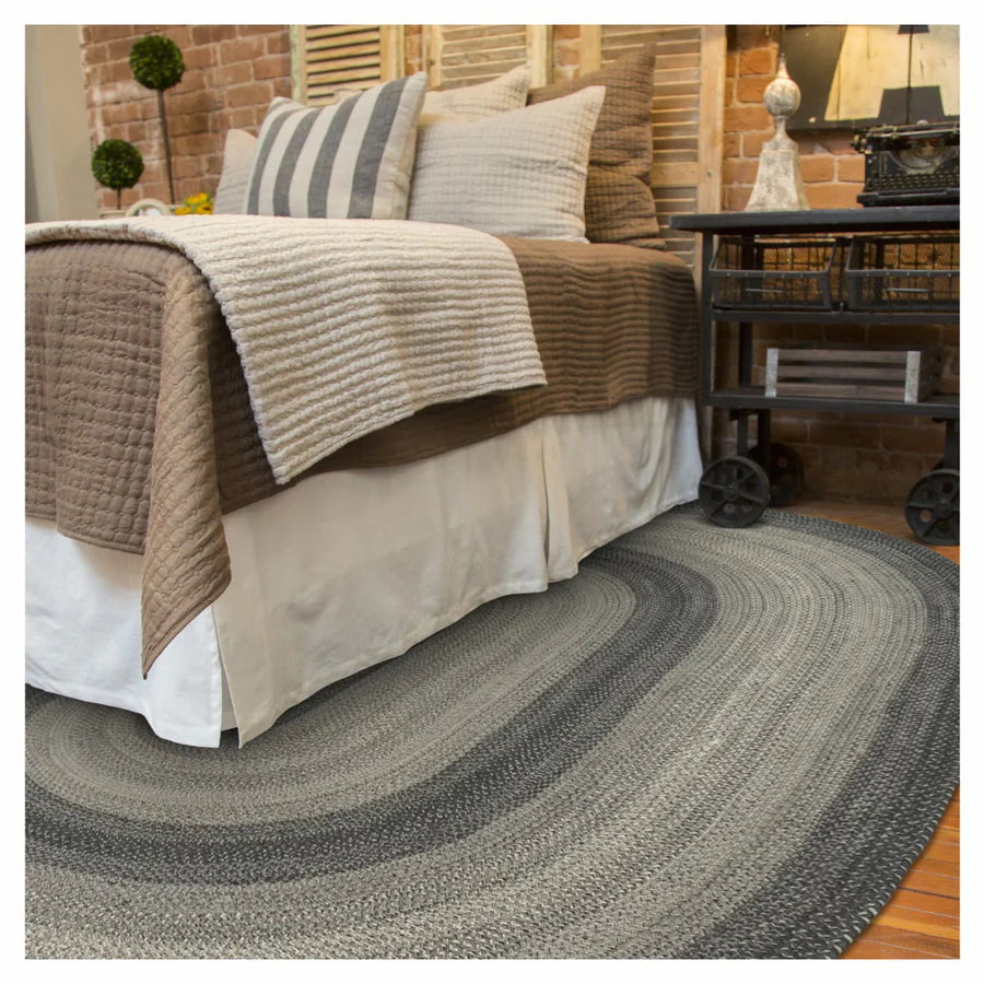  Flint Hill Grey Braided Jute Oval Rug 