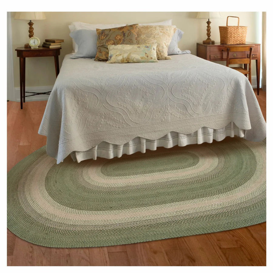 Grassland Green Jute Braided Oval Rugs