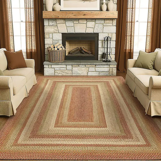  Harvest Beige Braided Jute Area Rugs 
