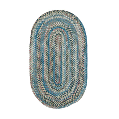 Rustica England Seafoam Wool Braided Oval Rug