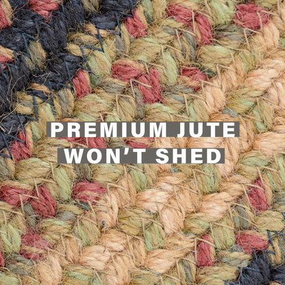 Highland Red, Navy & Cream Jute Rectangular Braided Rugs