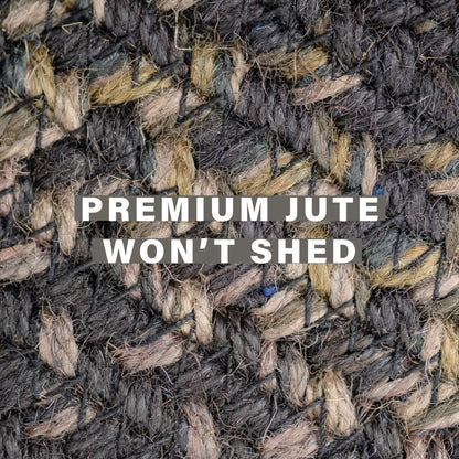 Jet Black Jute Braided Rectangular Rug