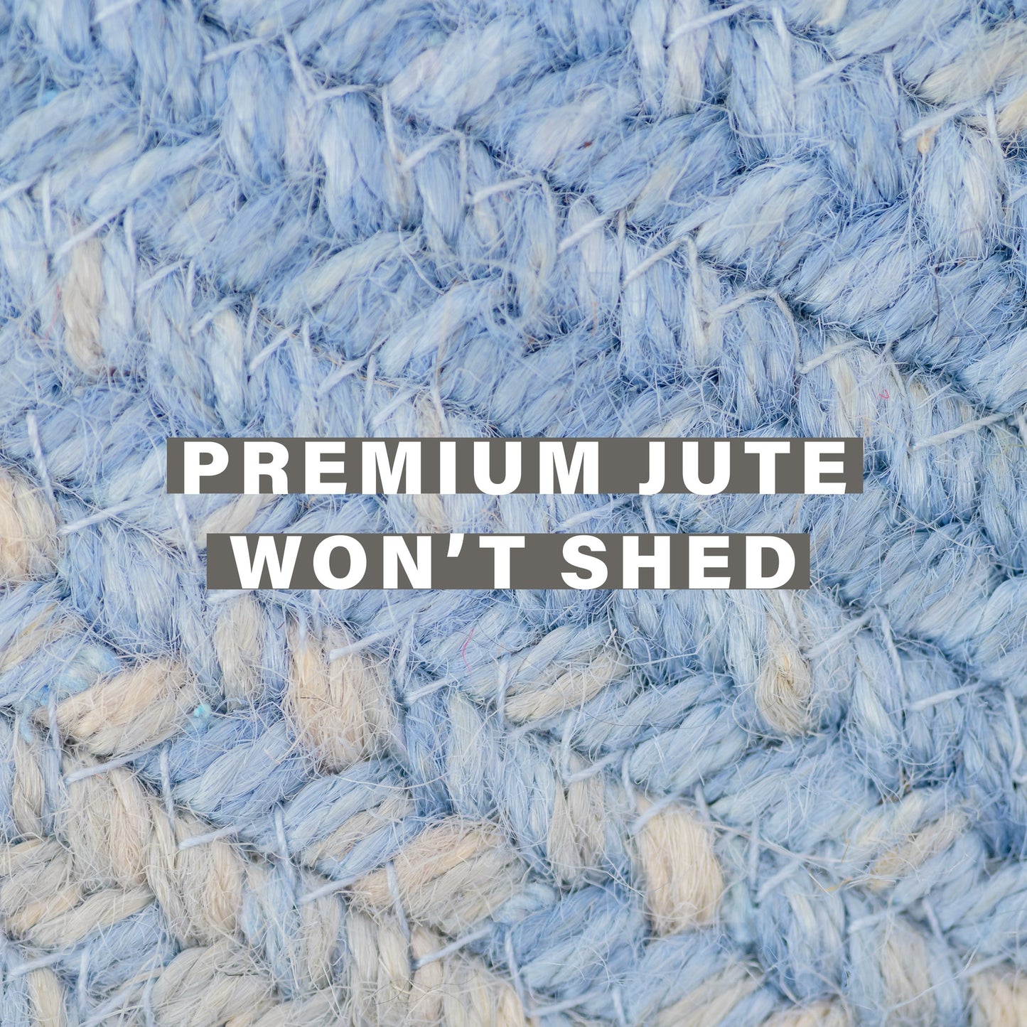 Sky Blue Jute Braided Rectangular Rug