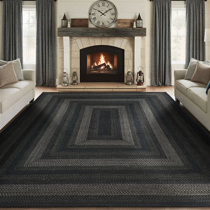  Jet Black Jute Braided Area Rug 