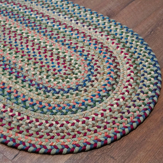 Cloverdale Wool Braided Palm Multi Oval Indoor Rustic Farmhouse Rug