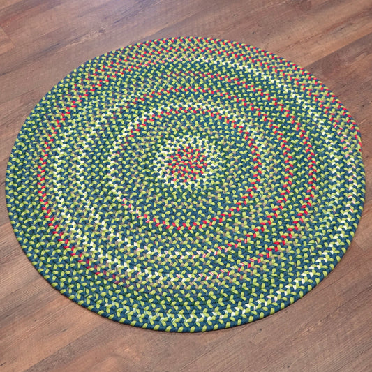 Ashland Braid Round Green Neon Blue Multi Modern Farmhouse Rug