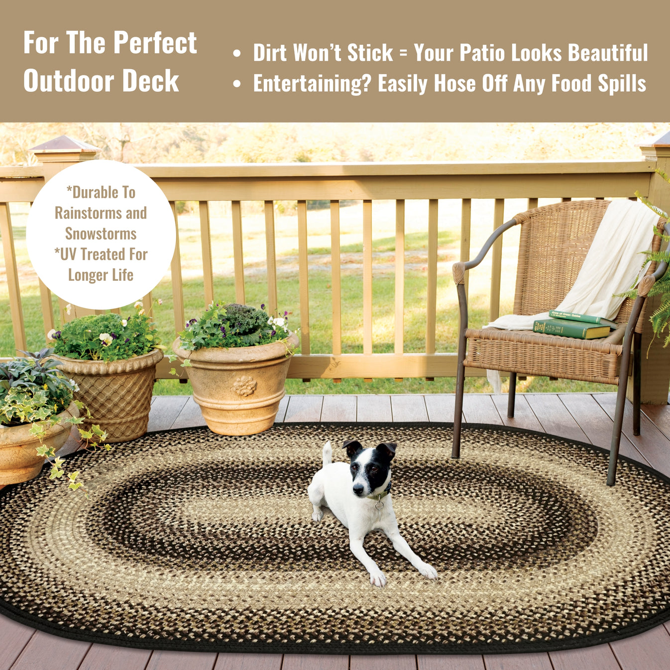 Black Mist Outdoor Braided Oval Rugs