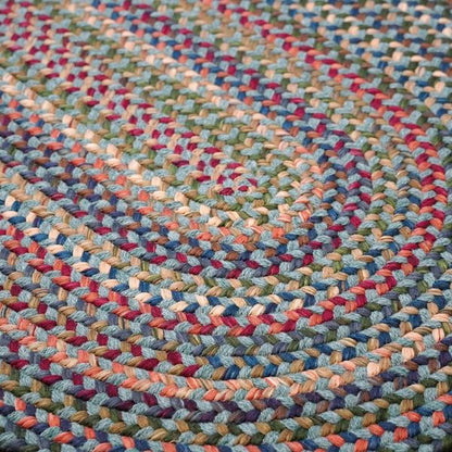 Cloverdale Wool Braided Teal Multi Oval Indoor Rustic Farmhouse Rug