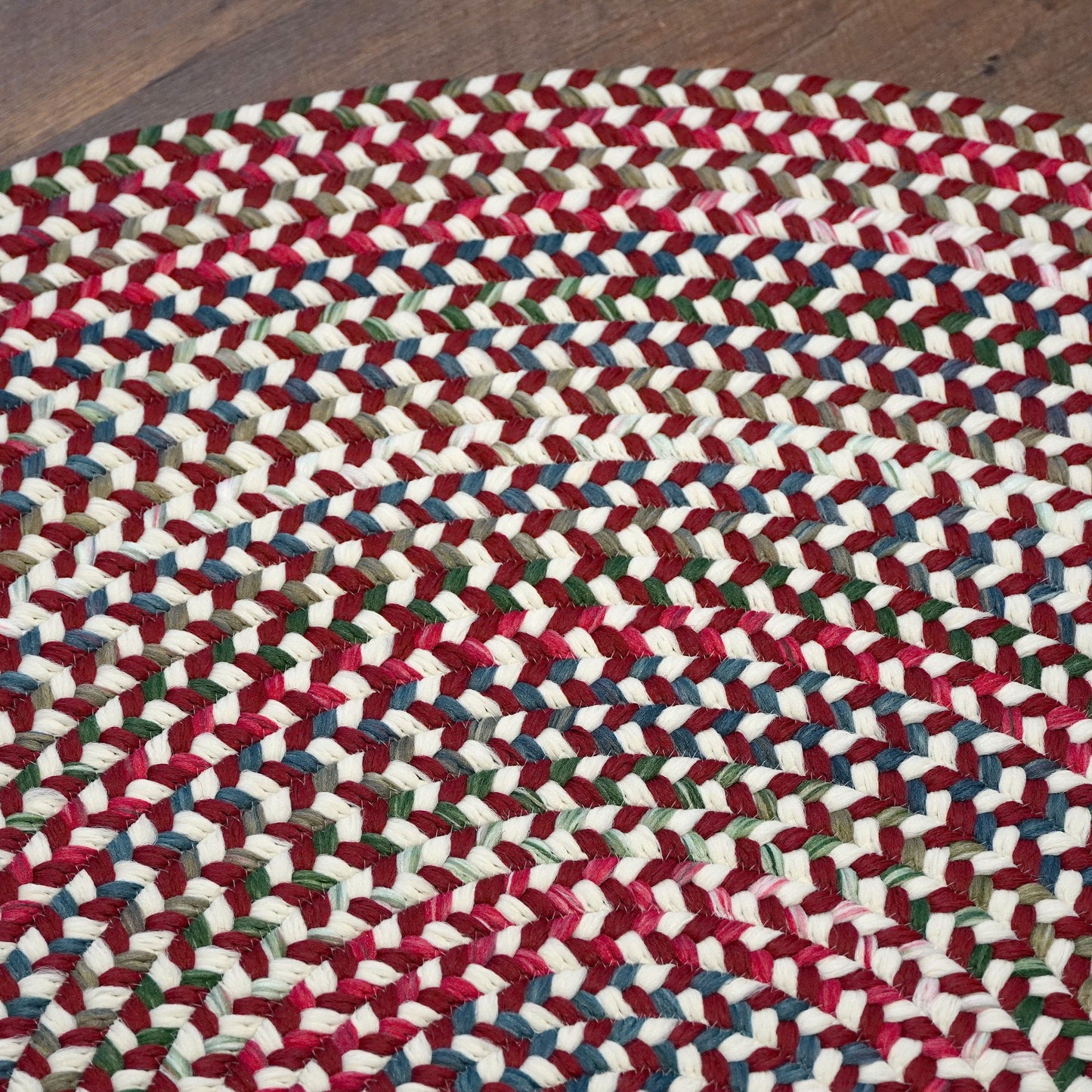 Ashland Braid Round Red Lite Multi Modern Farmhouse Rug