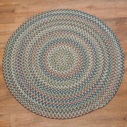 Colgate Braided Multi Stone Blue Indoor Round Modern Farmhouse Rug