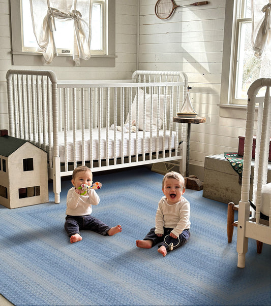 Sky Blue Jute Braided Rectangular Rug