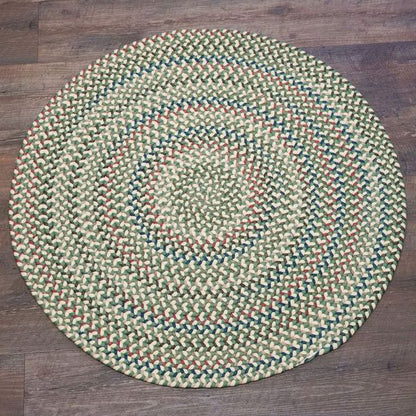 Colgate Braided Multi Moss Yellow Indoor Round Modern Farmhouse Rug