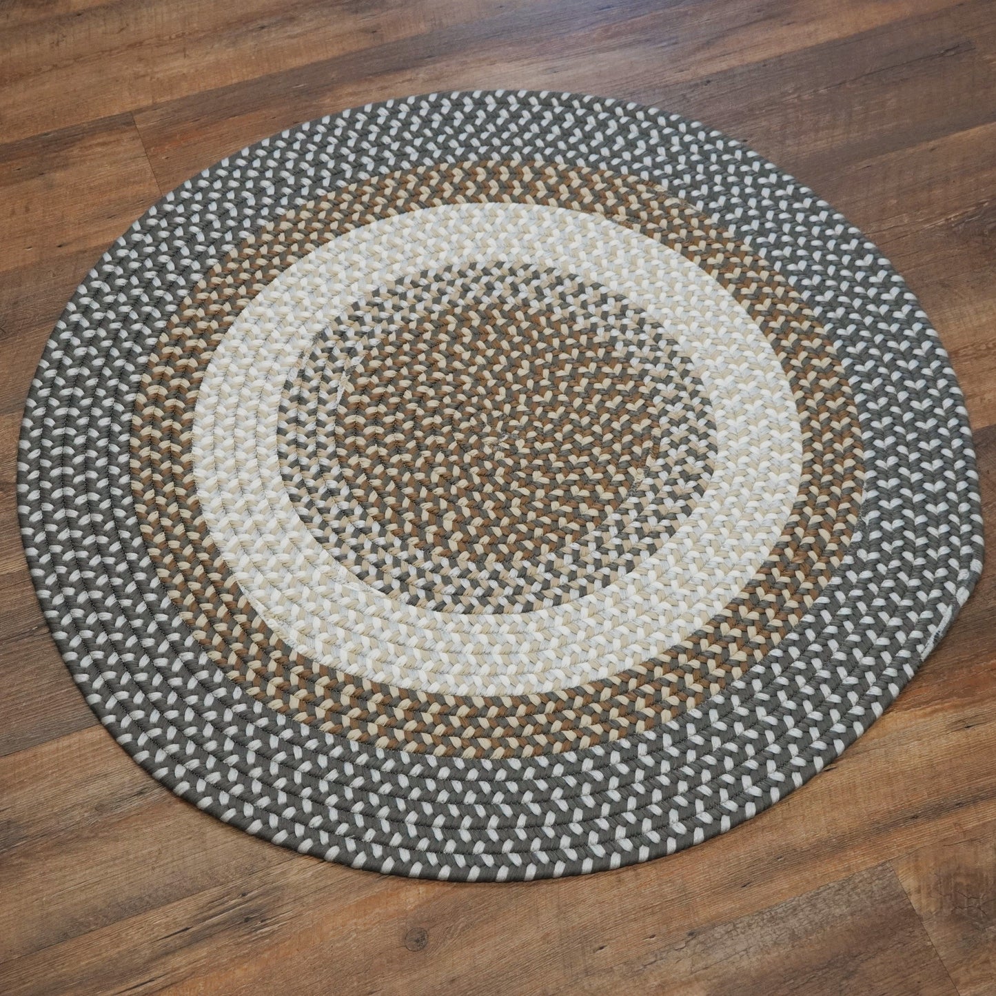 Benson Creek Braided Stonewall Gray Round Natural Rustic Farmhouse Rug