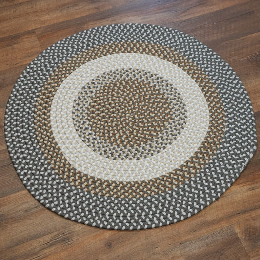 Benson Creek Braided Stonewall Gray Round Natural Rustic Farmhouse Rug