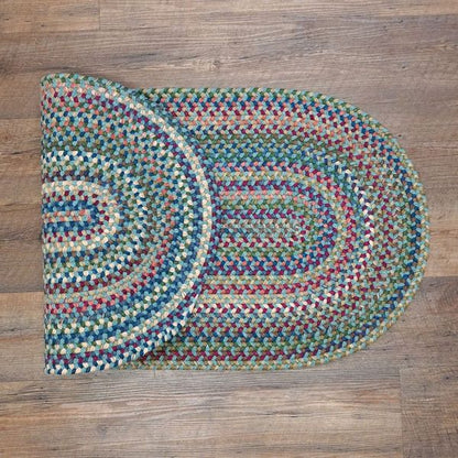 Cloverdale Wool Braided Teal Multi Oval Indoor Rustic Farmhouse Rug