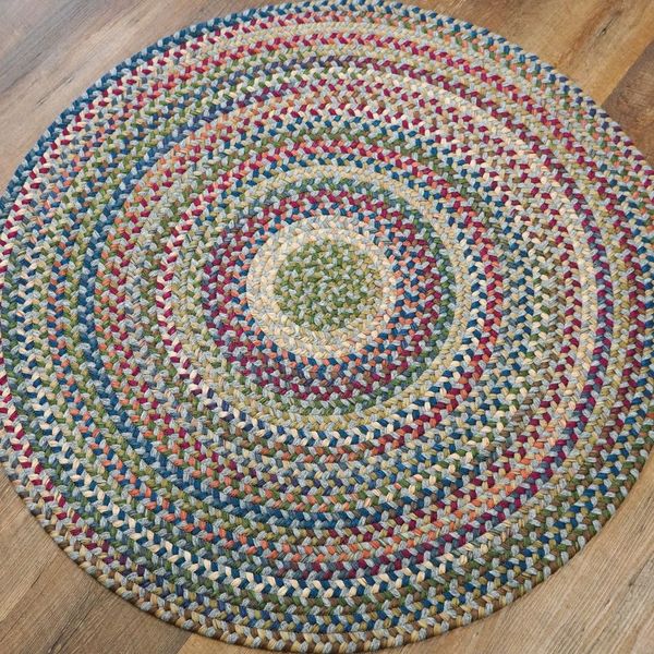 Cloverdale Wool Multi Grey Round Indoor Rustic Farmhouse Rug