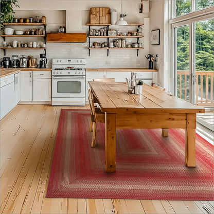 Apple Pie Red-Beige Rectangular Jute Braided Rugs