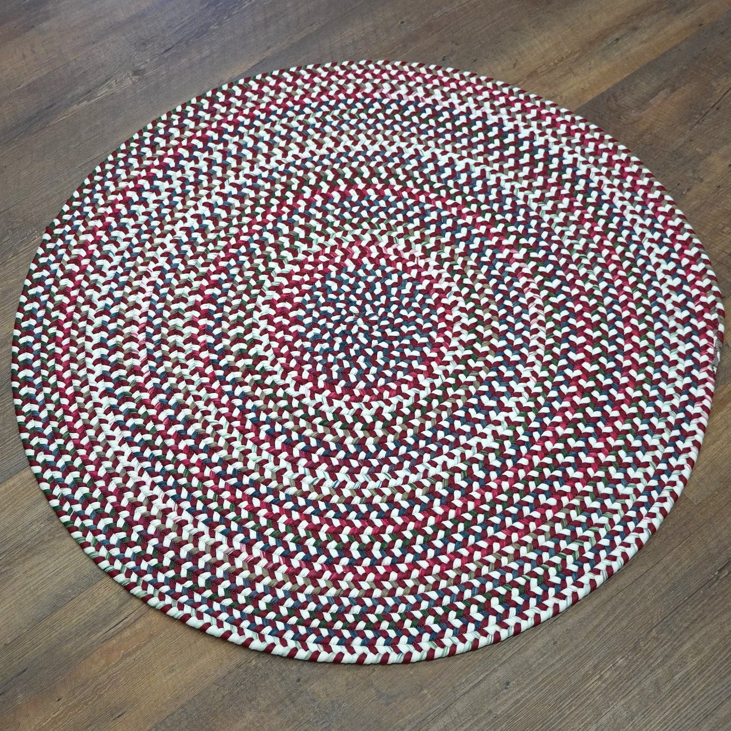 Ashland Braid Round Red Lite Multi Modern Farmhouse Rug